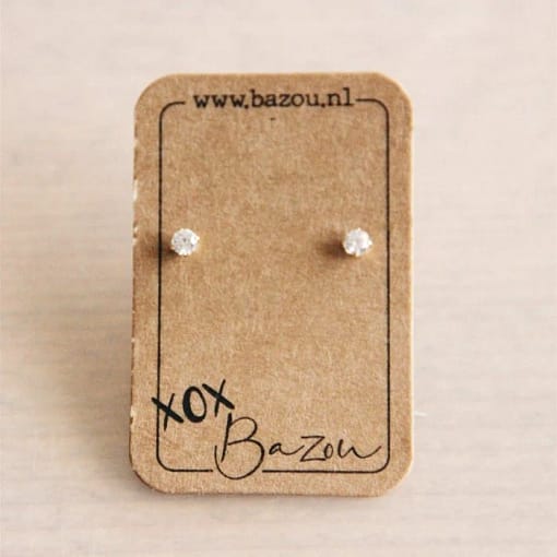 Bazou: RVS mini oorstekers met strass - goud