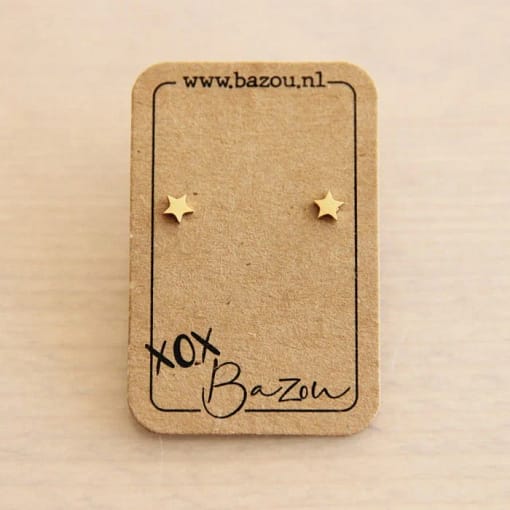 Bazou: Edelstalen mini ster oorbellen – goudkleur